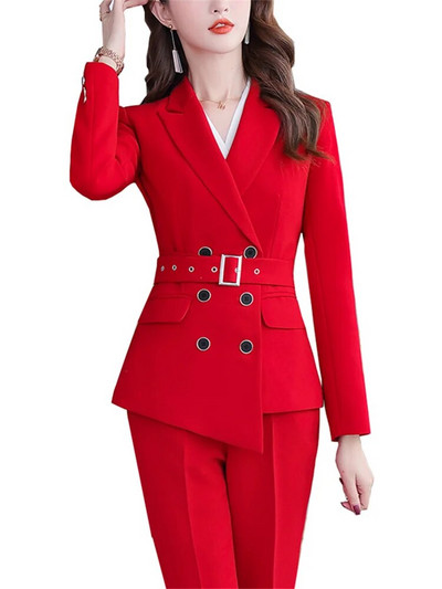 Fotvotee Modni svečani odijela s hlačama Ženska nova korejska moda 2023. Sako s dvostrukim kopčanjem Hlače s olovkom Uredski ženski komplet od 2 komada