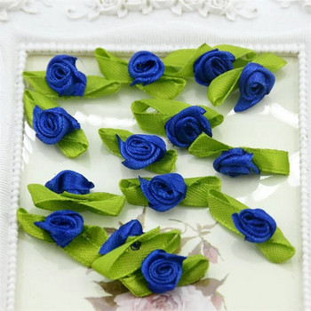 100 τεμ. Artificial Mini Silk Flower Artificial Handmade DIY Ribbon Rose Pretty Christmas Craft DIY Wedding Decor Craft