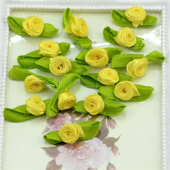 100 τεμ. Artificial Mini Silk Flower Artificial Handmade DIY Ribbon Rose Pretty Christmas Craft DIY Wedding Decor Craft