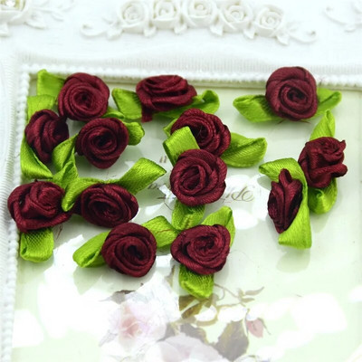 100 kom Umjetni mini svileni cvijet Umjetni ručni DIY Vrpca Ruža Pretty Christmas Craft DIY Svadbena dekoracija