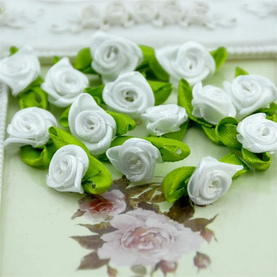 100 kom Umjetni mini svileni cvijet Umjetni ručni DIY Vrpca Ruža Pretty Christmas Craft DIY Svadbena dekoracija