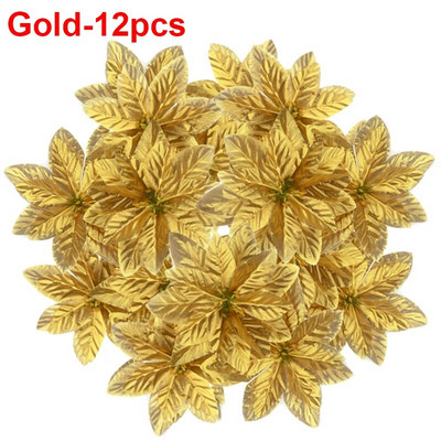 Didelės šilkinės dirbtinės kalėdinės gėlės Raudonos rožės galvutės Gėlė Kalėdų eglutės papuošalams Namų vestuvių vakarėlio dekoravimo priedai