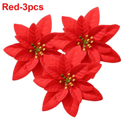Didelės šilkinės dirbtinės kalėdinės gėlės Raudonos rožės galvutės Gėlė Kalėdų eglutės papuošalams Namų vestuvių vakarėlio dekoravimo priedai
