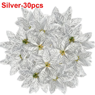 Didelės šilkinės dirbtinės kalėdinės gėlės Raudonos rožės galvutės Gėlė Kalėdų eglutės papuošalams Namų vestuvių vakarėlio dekoravimo priedai