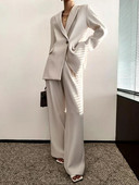 Ženski sako sa reverom Komplet od 2 široka ženska odijela 1 gumb Chic Elegantni komplet hlača Ženska uniforma