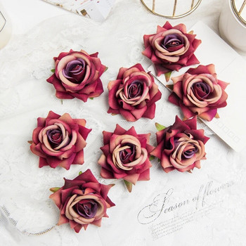 10 τεμάχια υψηλής ποιότητας φανελένια τριαντάφυλλα κεφάλι γάμου Scrapbooking Διακόσμηση σπιτιού Νυφικά αξεσουάρ Clearance τεχνητά λουλούδια