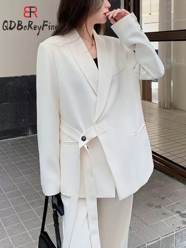 Sieviešu uzvalku komplekti 2023. gada jauns modes biroja sieviešu ikdienas lielizmēra bleizeri, bikškostīmi ar garām piedurknēm, divdaļīgs komplekts sievietēm