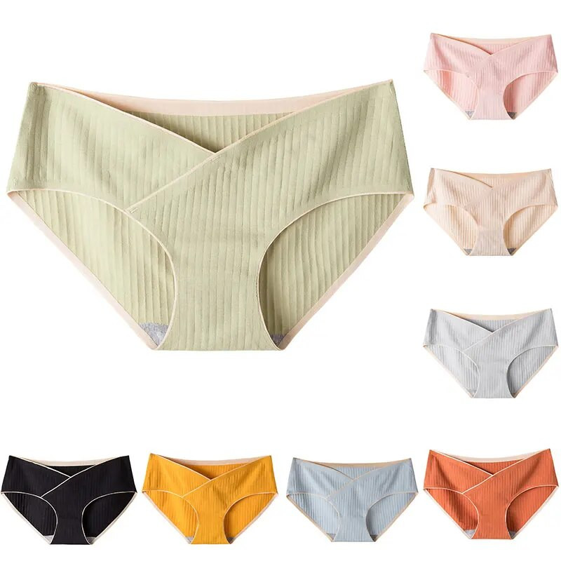 Prugaste jacquard pamučne gaćice s niskim strukom na trbuhu za trudnice Bešavne donje rublje veće veličine za trudnice Ženske gaćice za trudnice