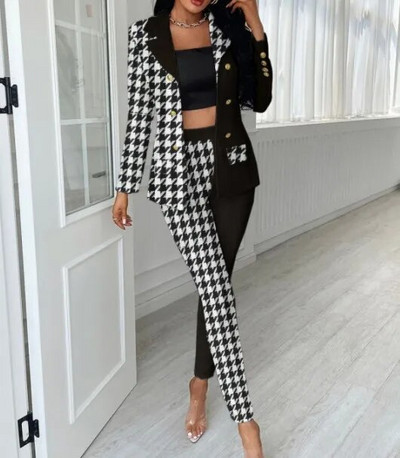 Ikdienas modes mazs uzvalks sieviešu apģērbs korejiešu ikdienas dāmu žakete sieviešu biznesa kostīmi ar komplektiem biroja formas bikses jaka