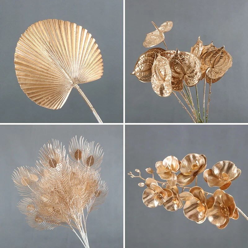 Umjetne zlatne biljke Javorov list Božićni dekor Kućni dnevni boravak Dekoracija stola Zabava Vjenčanje Blagdan Cvjetni aranžman