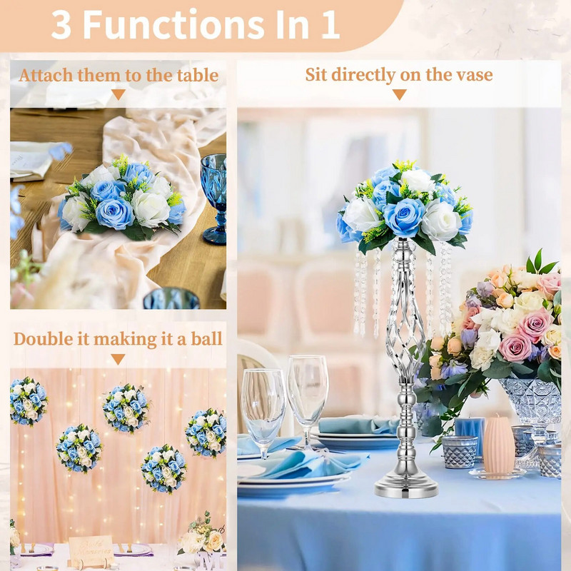 Vjenčana kugla s cvijećem za središnji dio Umjetno cvijeće Kugla s ružama Aranžman Buket za vjenčanje, zabavu, Valentinovo, uređenje doma