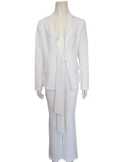 Žensko poslovno odijelo Uredska odjeća Dvodijelni blejzer Modni ležerni profesionalni ženski komplet sa jaknom i hlačama vezanim u struku