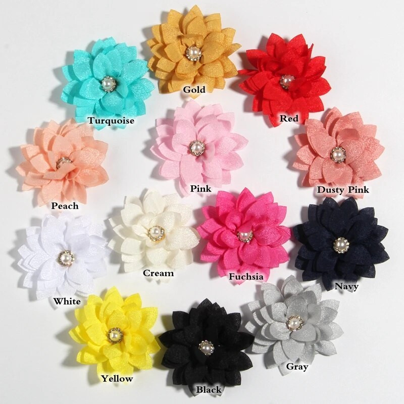 10 GAB 5,5 CM 2,1 collu maza slāņa mākslīgā auduma zieds kāzu dizainam Šifona lotosa ballīšu māja matu aksesuāriem