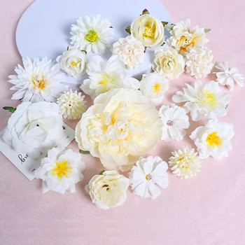 Πολύχρωμα μικτά τεχνητά λουλούδια Μεταξωτό τριαντάφυλλο ψεύτικα λουλούδια για διακόσμηση σπιτιού Διακόσμηση γάμου DIY Craft Αξεσουάρ μπουκέτο γιρλάντα