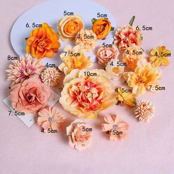 Πολύχρωμα μικτά τεχνητά λουλούδια Μεταξωτό τριαντάφυλλο ψεύτικα λουλούδια για διακόσμηση σπιτιού Διακόσμηση γάμου DIY Craft Αξεσουάρ μπουκέτο γιρλάντα