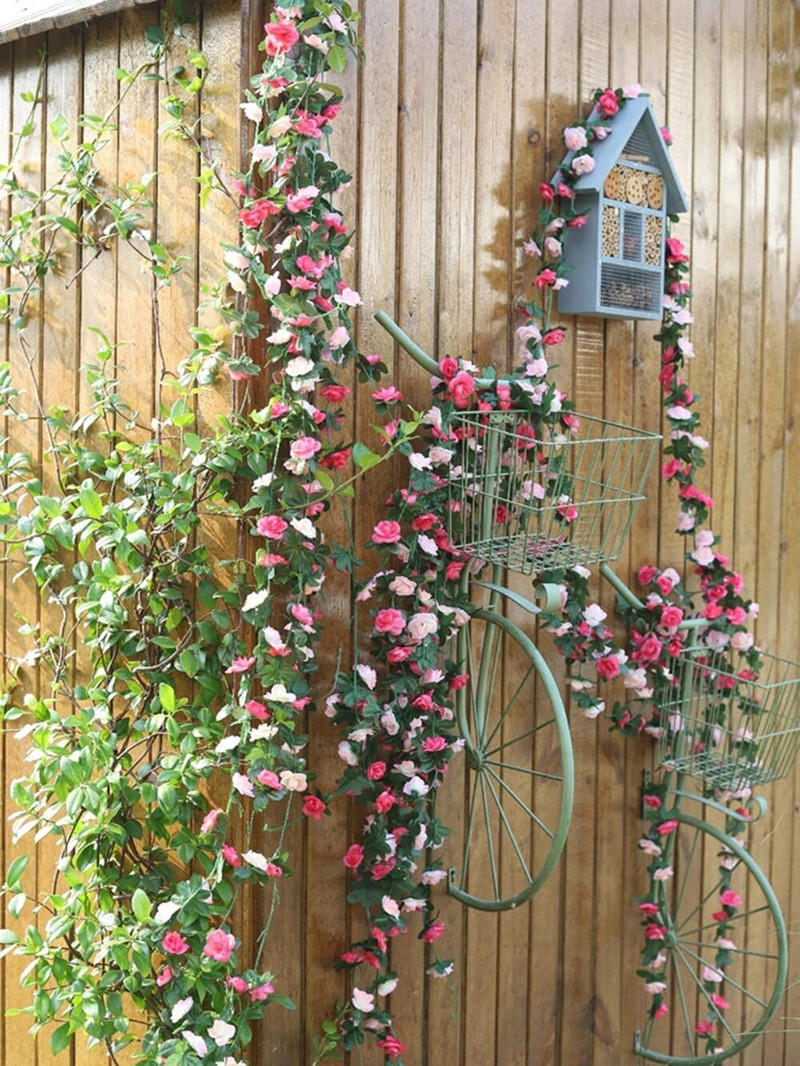 250 cm roosi kunstlilled vanik Pulmakaunistus Rippuv roosiviinapuu aed Kaar Käsitöö Võltstaimede viinapuu Kodutoa sisustus