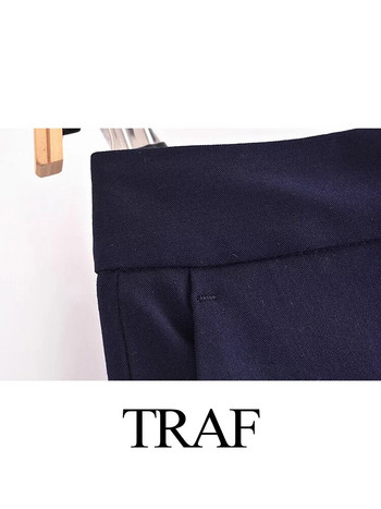 TRAF Γυναικεία 2 τμχ Causal Business Blazer Suits Navy Party Παντελόνια Κοστούμια Επίσημες Γυναικείες Σετ γραφείου Σετ Νυφικά Σμόκιν