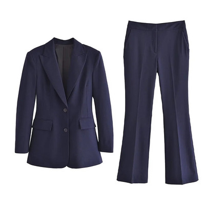TRAF Ženska 2-kom. kauzalna poslovna jakna odijela Mornarsko plava odijela s hlačama za zabave Svečani ženski uredski kompleti Vjenčana odjeća Smokingi