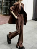 Jauns sieviešu biroja kafija divdaļīgs bikškostīms formāls elegants žakete sieviešu komplekts lietišķs brīvs bikses jaka darba apģērbs