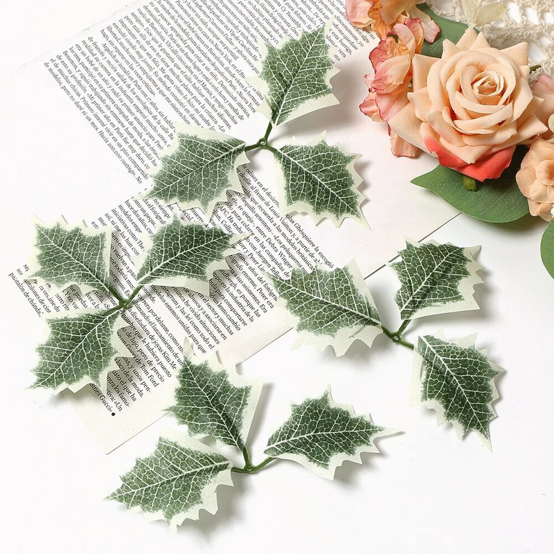 50 buc. Frunze artificiale verzi, plante false, decorațiuni pentru casă, petrecere de Crăciun, decorațiuni de nuntă, ghirlandă de mireasă, album de însemnări, cadouri, accesorii
