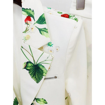 Fresh Style New Designed Strawberry Print Blazer Παντελόνι Λευκό 2 τμχ Γυναικείο Κοστούμι Κομψό casual γυναικείο σετ