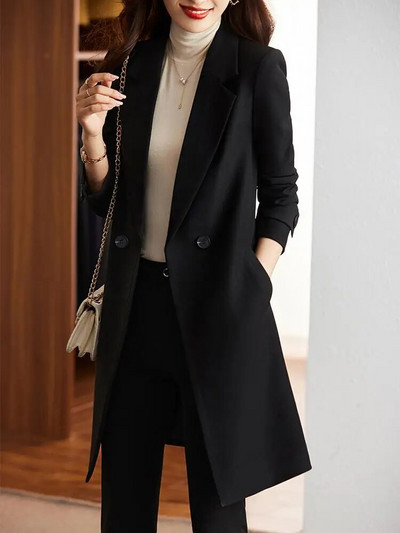 Nova ženska odijela s hlačama Radni poslovni kaput Crveno plavi crni dugi komplet sakoa Ženski uredski ženski 2-dijelni kaput i hlače