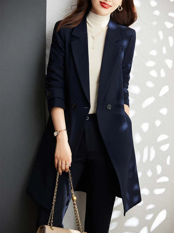 Nova ženska odijela s hlačama Radni poslovni kaput Crveno plavi crni dugi komplet sakoa Ženski uredski ženski 2-dijelni kaput i hlače