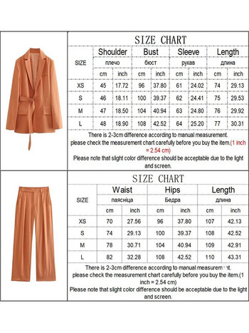 TRAF Summer Women Solid Blazer Suits 2023 Νέα Γυναικεία Γυναικεία Μεταλλική Πόρπη Διακόσμηση Μακρυμάνικο Παλτό με Ζώνη Ολόσωμο Παντελόνι