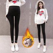 Sievietēm ziemas grūtniecēm silti legingi ar augstu vidukli plus biezs samts grūtniecības termoapģērbs melns pelēks zīmuļu bikses grūtniecēm