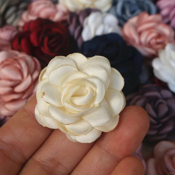 10 τμχ 3,5 εκ. Χειροποίητο ύφασμα από σατέν μικρό τριαντάφυλλο Τεχνητό λουλούδι για DIY Αξεσουάρ κεφαλής Διακόσμηση ρούχων νυφικού