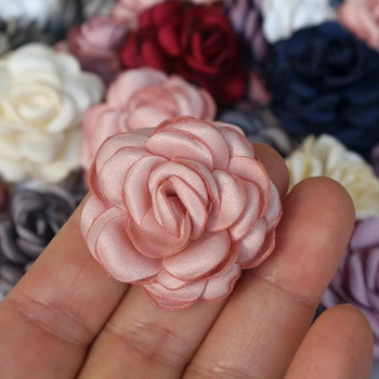 10 τμχ 3,5 εκ. Χειροποίητο ύφασμα από σατέν μικρό τριαντάφυλλο Τεχνητό λουλούδι για DIY Αξεσουάρ κεφαλής Διακόσμηση ρούχων νυφικού