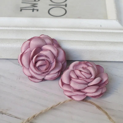 10 gab. 3,5 CM roku darbs, satīns, mazs rozes audums, mākslīgais zieds DIY galvassegu aksesuāriem kāzu kleitu apģērba dekors