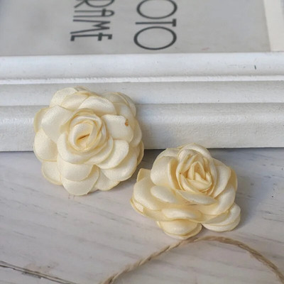 10 gab. 3,5 CM roku darbs, satīns, mazs rozes audums, mākslīgais zieds DIY galvassegu aksesuāriem kāzu kleitu apģērba dekors