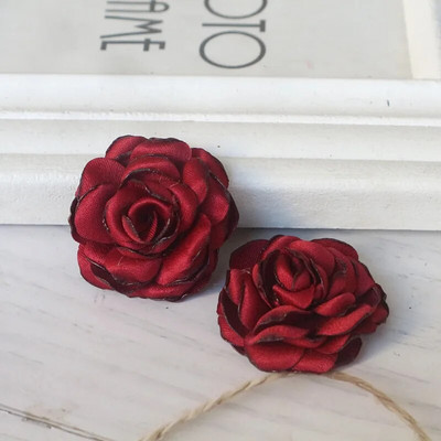 10 gab. 3,5 CM roku darbs, satīns, mazs rozes audums, mākslīgais zieds DIY galvassegu aksesuāriem kāzu kleitu apģērba dekors