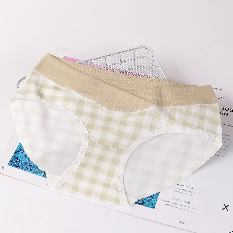 Rūtainas Grūtnieču biksītes Mežģīnes ar zemu vidukli grūtniecēm Sievietēm Intīmas Elpojošas Apakšbikses Elastīgas jostasvietas Grūtniecības Biksītes Apģērbs