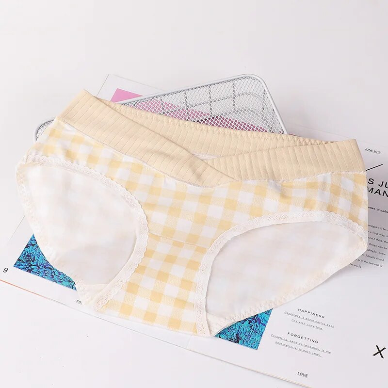 Rūtainas Grūtnieču biksītes Mežģīnes ar zemu vidukli grūtniecēm Sievietēm Intīmas Elpojošas Apakšbikses Elastīgas jostasvietas Grūtniecības Biksītes Apģērbs