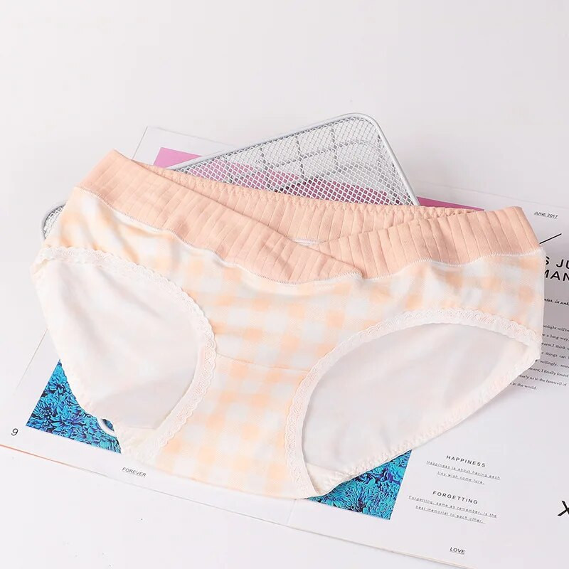 Rūtainas Grūtnieču biksītes Mežģīnes ar zemu vidukli grūtniecēm Sievietēm Intīmas Elpojošas Apakšbikses Elastīgas jostasvietas Grūtniecības Biksītes Apģērbs