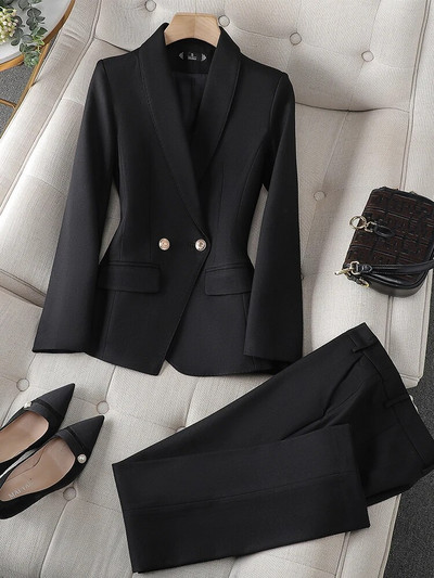 Visokokvalitetni uredski ženski odijelo s hlačama Crveno Narančasto Crno Zeleno Ženska poslovna radna odjeća Blazer Jakna Hlače Svečani set od 2 komada