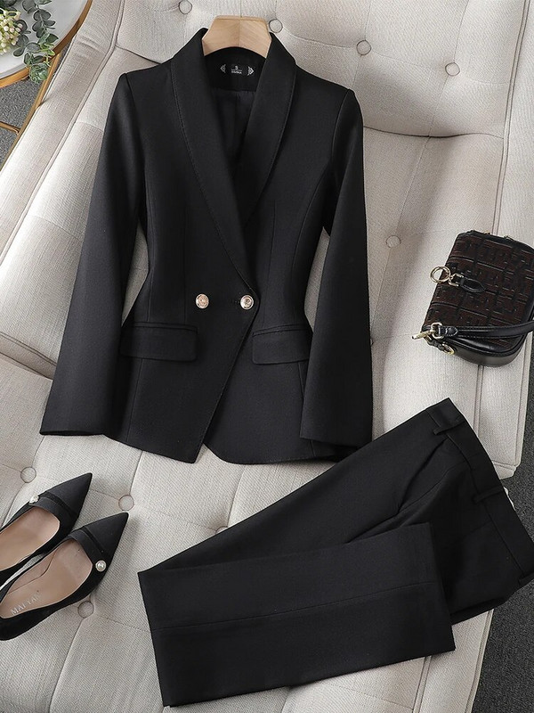 Visokokvalitetni uredski ženski odijelo s hlačama Crveno Narančasto Crno Zeleno Ženska poslovna radna odjeća Blazer Jakna Hlače Svečani set od 2 komada