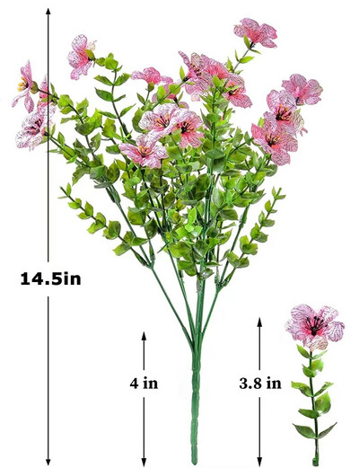 1 Saišķi mākslīgie ziedi āra UV izturīgi viltoti ziedi bez izbalēšanas mākslīgie augi dārza lieveņa logu kastes dekorēšana
