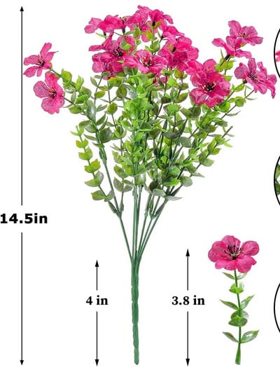 1 Saišķi mākslīgie ziedi āra UV izturīgi viltoti ziedi bez izbalēšanas mākslīgie augi dārza lieveņa logu kastes dekorēšana