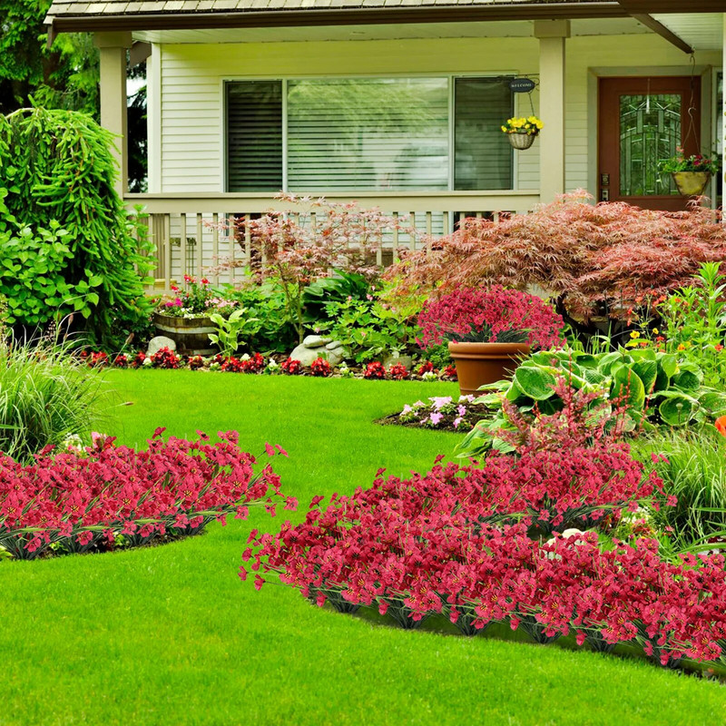 1 Saišķi mākslīgie ziedi āra UV izturīgi viltoti ziedi bez izbalēšanas mākslīgie augi dārza lieveņa logu kastes dekorēšana