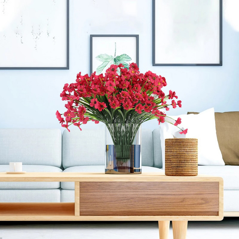 1 Saišķi mākslīgie ziedi āra UV izturīgi viltoti ziedi bez izbalēšanas mākslīgie augi dārza lieveņa logu kastes dekorēšana