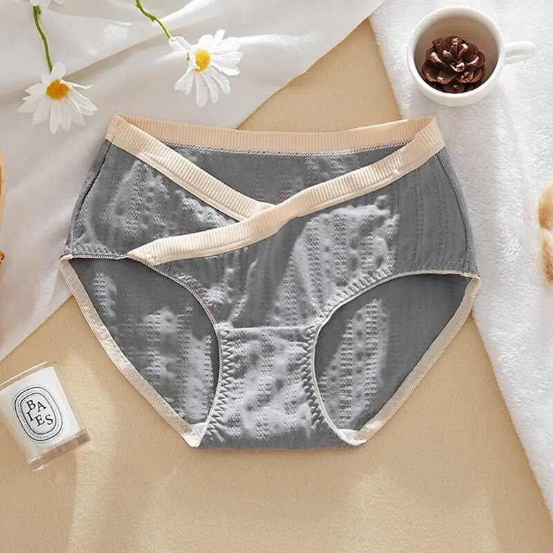 Chiloți de vară din bumbac pentru femei însărcinate, cu talie joasă, design în cruce, slip de maternitate, sprijin abdominal, lenjerie elastică pentru sarcină