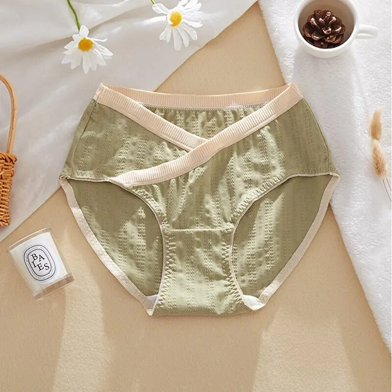 Chiloți de vară din bumbac pentru femei însărcinate, cu talie joasă, design în cruce, slip de maternitate, sprijin abdominal, lenjerie elastică pentru sarcină