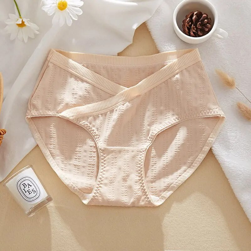 Chiloți de vară din bumbac pentru femei însărcinate, cu talie joasă, design în cruce, slip de maternitate, sprijin abdominal, lenjerie elastică pentru sarcină