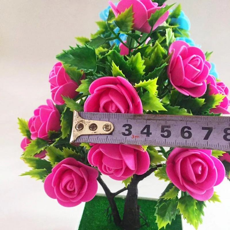 Mākslīgie puķu augs Rožu podos pundurkociņš Biroja dārza Galda rotājumu dekors Mākslīgie ziedi podā mājas dekorēšanai