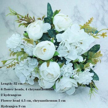 Бяло разнообразие от есенна фалшива чаена роза божур копринено цвете есенен гербер маргаритка фалшиво цвете пластмасови Направи си сам сватбени аксесоари за дома