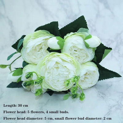 Bijela sorta jesenske lažne čajne ruže, božura, svilenog cvijeta, jesenskog gerbera, tratinčice, lažnog cvijeta, plastičnih dodataka za dom za vjenčanje DIY