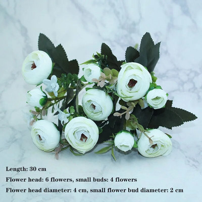 Bijela sorta jesenske lažne čajne ruže, božura, svilenog cvijeta, jesenskog gerbera, tratinčice, lažnog cvijeta, plastičnih dodataka za dom za vjenčanje DIY